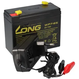 KungLong Set Bleiakku und Ladegerät 6V 7Ah 0,6A Lader