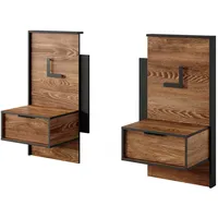 Feldmann-Wohnen Nachtkonsolen, Kastanien, Anthrazit, Holz, 2 Schubladen, Rechteckig, 48x102x39