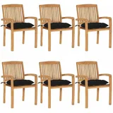 vidaXL Stapelbare Gartenstühle mit Kissen 59 x 95,5 x 26 cm braun 6 St.