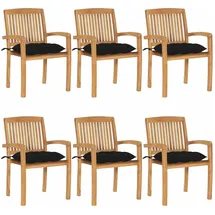 vidaXL Stapelbare Gartenstühle mit Kissen 59 x 95,5 x 26 cm braun 6 St.