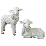 Loberon Deko-Lamm 2er Set Pepperell, handbemalt, naturgetreu gefertigt, Tierfigur, Osterlamm, Ostern, Osterdekoration, Osterfest, Polyresin, weiß