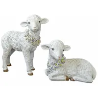 Loberon Deko-Lamm 2er Set Pepperell, handbemalt, naturgetreu gefertigt, Tierfigur, Osterlamm, Ostern, Osterdekoration, Osterfest, Polyresin, weiß