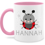 Tasse Tassen 325ml - Marienkäfer Bild und Dein Name - 325 ml - Rosa - marienkäfer-tasse kinder kindertasse kindergarten junge teetasse keramik kind kaffeetasse kaffeebecher