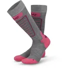 LENZ Skisocken SKIING KIDS (1 Paar) - Ki., grau/pink (35-38 EU)
