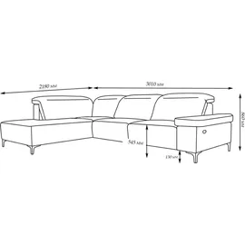 VitaliSpa Ecksofa James Grau Relaxfunktion 218x86 cm Linke Ecke,