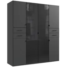 WIMEX Drehtürenschrank WIMEX "Danzig", schwarz Graphit, lange durchgängige türfronten glas schwarz), B:180cm H:208cm T:58cm, Spanplatte, Schränke, Drehtürenschrank, mit Schubladen auf bequemer Höhe, mit Glastüren