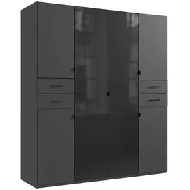 WIMEX Drehtürenschrank WIMEX "Danzig", schwarz Graphit, lange durchgängige türfronten glas schwarz), B:180cm H:208cm T:58cm, Spanplatte, Schränke, Drehtürenschrank, mit Schubladen auf bequemer Höhe, mit Glastüren
