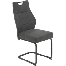 Hela Tische, 1ner Pack Esszimmerstuhl Linda, Vintage Anthrazit, Rundrohgestell grau Komfortsitz Federkorb, 140KG belastbar,