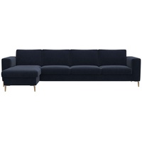 FLEXLUX Ecksofa »Fiore, super bequem durch hochwertigen Sitzaufbau mit Kaltschaum«, breite Armlehnen, Füße Alu+ Eiche, L-Form blau