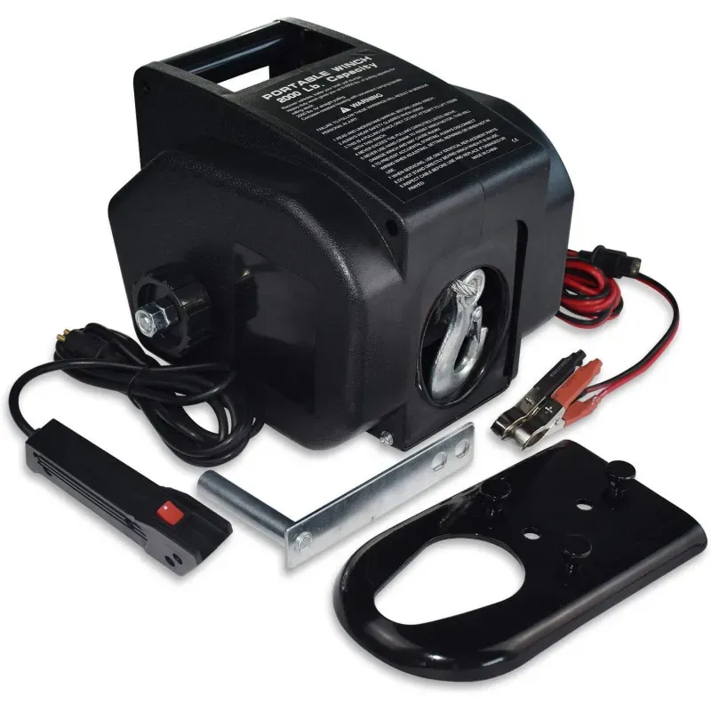 Elektrische Seilwinde 2000 LBS (910 kg), 12 V, mit Fernbedienung und 3 m Seil zum Abschleppen von Autos, Geländewagen, für Panne
