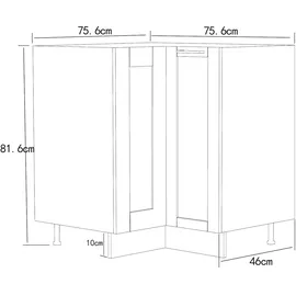 VCM Unterschrank Eck Küchenschrank Colura 76 x 76 x 82 cm Weiß