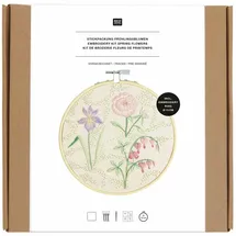Rico Design Stickpackung Vorgezeichnet, Frühlingsblumen, Ø 15 cm