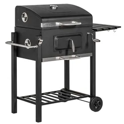 Outsunny Holzkohlgrill Edelstahl, Metall