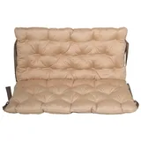 Ambiente Home Bankauflage mit Rückenteil Sitz und Rückenkissen mit Bänder ca. 100x98 cm Polsterauflage beige