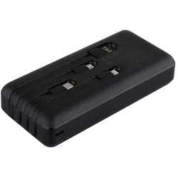 Powerbank Ladegerät Schnellladegerät 4 Ladekabel schwarz Micro USB iPX Type-C, schwarz, LxBxH 14,7 x 6,7 x 3,3 cm