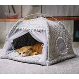 Haustier Tipi Hunde Katze Zelt Haustierzelt Plüsch Hundezelt Katzenzelt Abnehmbar Katzenbett Hundebett Kuschelig Haustierbett mit Tiermatratze Waschbar Tierbett für Kleine/Mittlere Hunde Katze