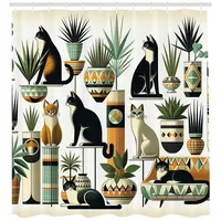 ABAKUHAUS Duschvorhang 175 x 200 cm schwarz ingwer minzgrün