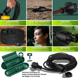Kesser KESSER® Verlängerungskabel mit Schutzkappe Outdoor - für Innenbereich Außenbereich - Verlängerung Stromkabel – 230 V IP44 - Schutzkontakt Baustellenkabel Schutzkontaktstecker