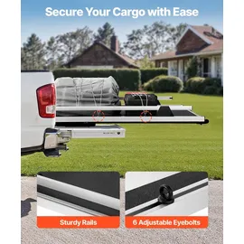 Vevor ausziehbarer Ladeflächen-Organizer (1600 x 1194 mm) Ladeflächen-Aufbewahrungsschublade mit 453,6 kg Tragkraft & 6 beweglichen Ringen zur Sicherung, ausziehbares Fach für Trucks Schwarz