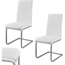 Juskys Freischwinger Vegas 2er Set mit Metall-Gestell – Bezug aus Kunstleder Weiß