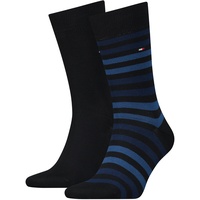 Tommy Hilfiger Herren Socken, Vorteilspack - Duo Stripe Sock, Strümpfe Dunkelblau 39-42