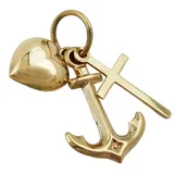 unbespielt Kreuzanhänger Anhänger Glaube Liebe Hoffnung 375 Gold 15 mm, Goldschmuck für Damen und Herren goldfarben