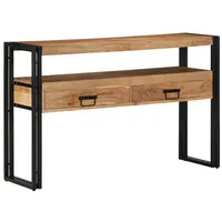 VidaXL Beistelltische Schwarz 120x33x75 cm Massivholz Akazie - Metall