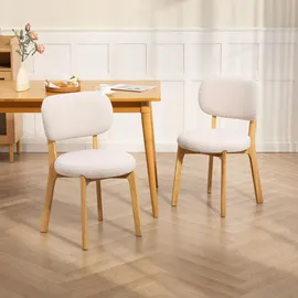 Homcom Esszimmerstuhl Polyester Creme 2er Set