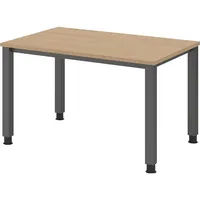 Hammerbacher QS12 höhenverstellbarer Schreibtisch eiche rechteckig, 4-Fuß-Gestell grau 120,0