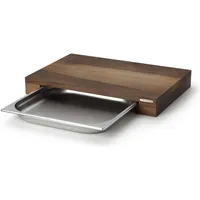 Continenta Schneidebrett Walnuss mit Edelstahl-Schublade 48 x 32,5 cm Braun