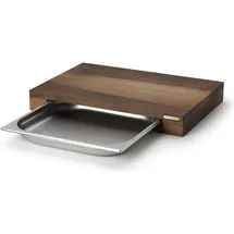 Continenta Schneidebrett Walnuss mit Edelstahl-Schublade 48 x 32,5 cm Braun