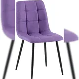 Décoshop26 - Esszimmerstuhl x1 quadratische Ziernähte lila Stoff schwarze Metallbeine 10_0001976