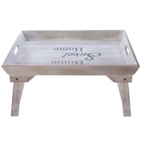 elbmöbel Tabletttisch Betttablett mit Fuß (FALSCH), Tabletttisch: Ablage 48x26x32 cm grau Landhausstil Home sweet Home grau