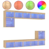 vidaXL 8-tlg. Wohnwand mit LED-Beleuchtung Sonoma-Eiche Holzwerkstoff