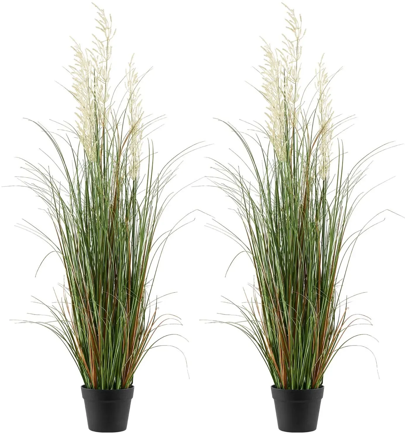 VEVOR Kunstrasenpflanze, 2er-Pack 1194 mm Schilfgras im Topf, PVC-Kunstgrün, Grasbusch, Sträucherpflanze für drinnen & draußen, Haus, Garten, Büro, Zimmerdekoration, Einweihungsparty, Grün