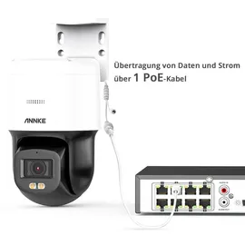 ANNKE I81EM 3K 5 MP PoE Dome Überwachungskamera mit Schwenk- und Neigefunktion, Nachtsicht in Farbe - Weiß