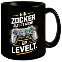 Speecheese Gaming-Controller Zocker Levelt Tasse Kaffeebecher mit lustigem Spruch