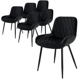 ML-Design 6er Set Esszimmerstühle Esszimmerstuhl mit Rücken- und Armlehnen, Schwarz, Samt Sitzfläche, Metallbeine, Küchenstühle Küchenstuhl Wohnzimmerstühle Wohnzimmerstuhl Polsterstuhl Stühle