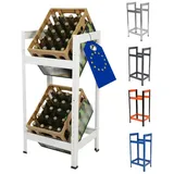 Modo24 Kastenständer Helios Kistenregal Metall, Kellerregal für 2-3 Kisten, Lagerregal, Getränkeregal Stabil Kistenständer Freistehend, Kistenhalter, 5 Farben weiß