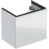 Geberit Acanto Unterschrank für Waschtisch, 1 Schublade und 1 Innenschublade, verkürzte Ausladung, 592x535x415mm, 503.008.01.2, Farbe: Korpus: weiß hochglänzend Front: weiß / Glas