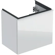 Geberit Acanto Unterschrank für Waschtisch, 1 Schublade und 1 Innenschublade, verkürzte Ausladung, 592x535x415mm, 503.008.01.2, Farbe: Korpus: weiß hochglänzend Front: weiß / Glas
