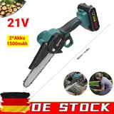 21V Akku Kettensäge Mini Elektro Motorsäge Handkettensäge Kette 6Zoll 2*Batterie