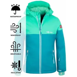 TROLLKIDS Hallingdal Jacke - Light Petrol / Dark Mint / White - 128 cm