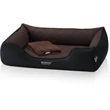 BedDog Premium Orthopädisches Hundebett Buffy, Memory Foam Kunstleder,MOCCA (braun/schwarz),L