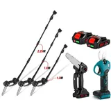 Onevan - Elektro-Gartenschere und Teleskop-Hochentaster im Set, 2,25 m verstellbare Teleskopstange + 6-Zoll-Bürstenlose Kettensäge + 30mm Elektrische