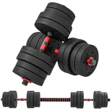 HOMCOM Hantel-Set 30 kg, (verstellbare Langhantel, 2 in 1 Kurzhanteln Set), für Zuhause Fitness, Schwarz schwarz