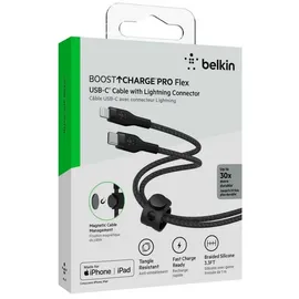 Belkin BoostCharge Pro Flex USB-C Kabel mit Lightning Connector 1 m, Schwarz