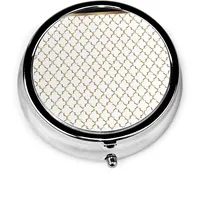 Pillendose Elegant Schwarz Weiß Und Gold Quatrefoil Pillenetui Für Geldbörse Niedliche Kleine Reise Runde Pillen Organizer