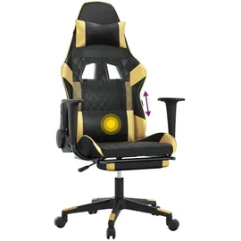 vidaXL Gaming-Stuhl mit Massage & Fußstütze Schwarz Gold