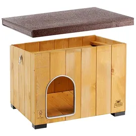 Ferplast Hundehütte Baita 50, Hundehaus aus Kiefernholz, 56x46,5x41,5cm